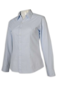 R303 網上下單恤衫 藍色女裝恤衫 修腰 職業裝 上班服 45%棉 55%聚酯纖維 恤衫生產商